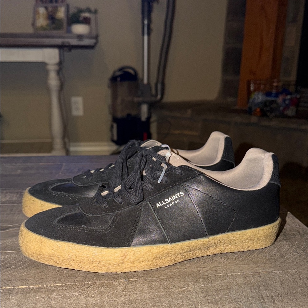 All Saints Men's Black and Tan Sneakers
